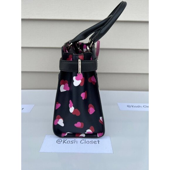 Kate Spade Satchel Staci Medium Satchel Heart Print Black Multi - Picture 9 of 12